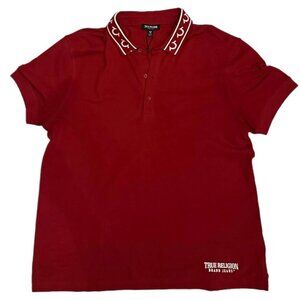 True Religion Men's Red and Burgundy Polo-shirts